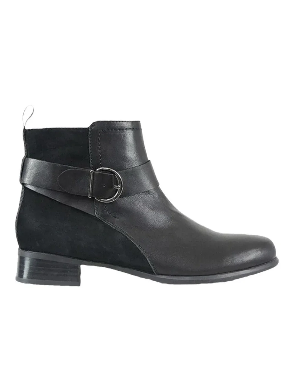 Munro Black Leather Ankle Boots with Buckle Strap Detail Size 8.5